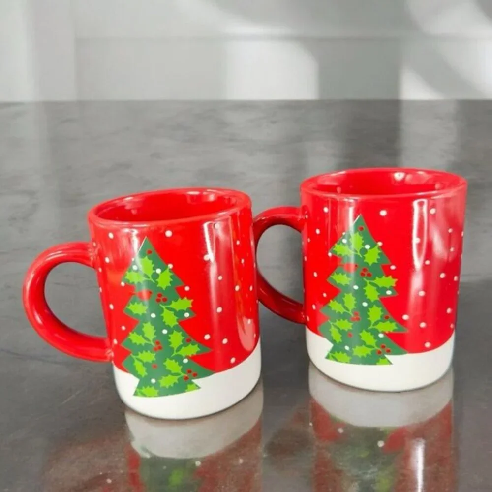 2015 Crate & Barrel Happy Snowman Mug Cup Red White by Joan Anderson Ceramic Set